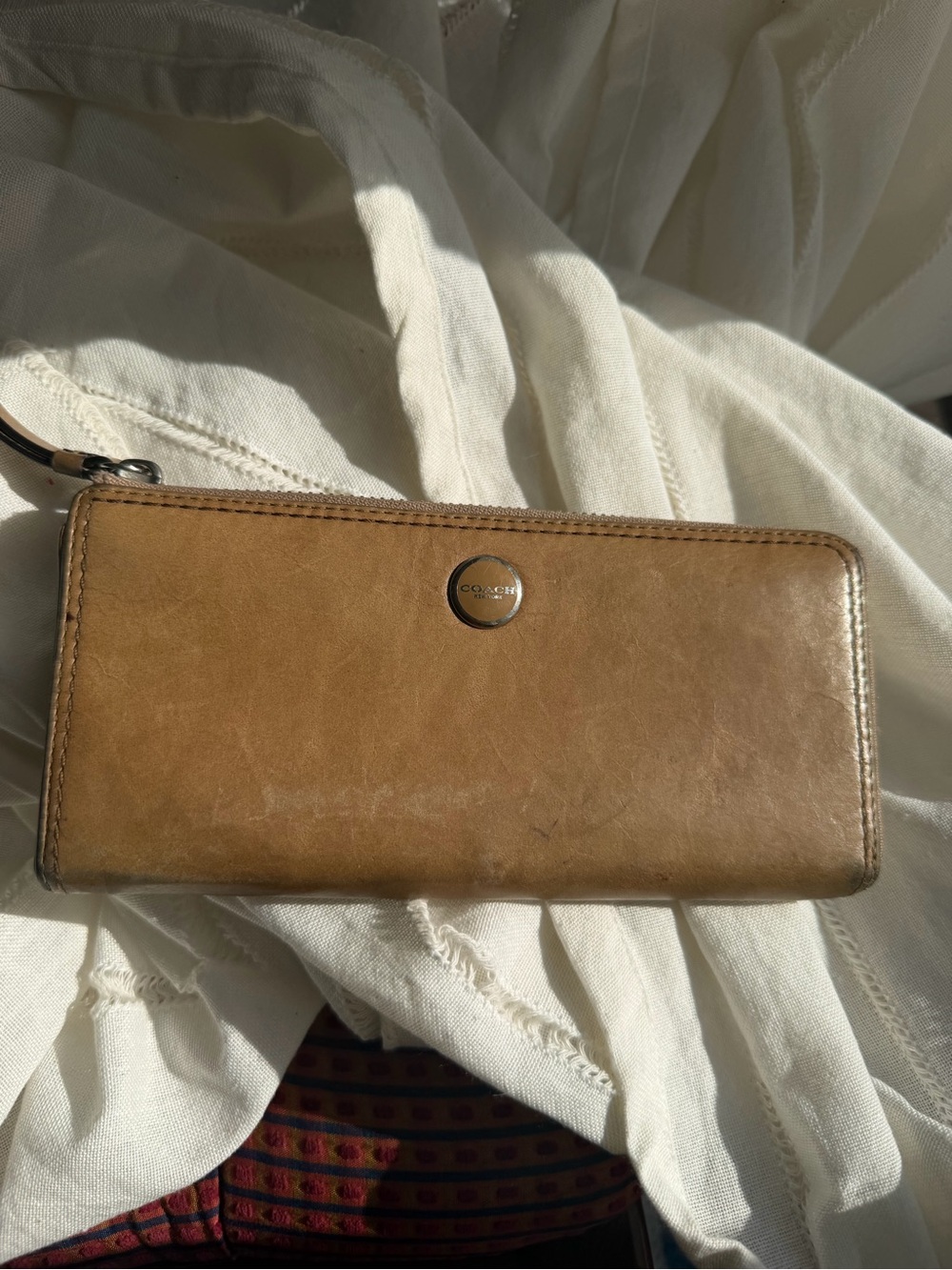 Coach Cognac Leather Zip-Around Wallet